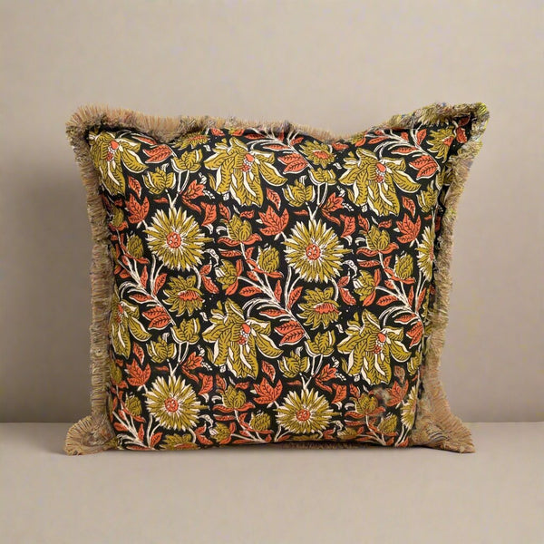 Black, Mustard & Orange Cushion