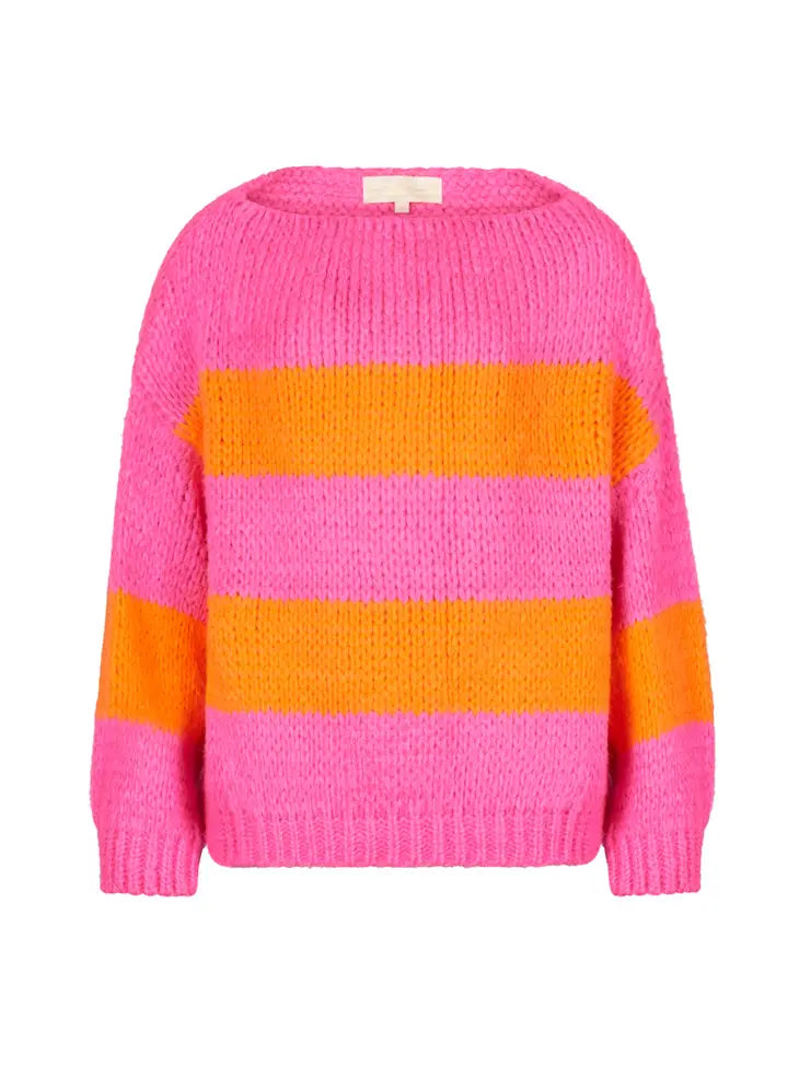 Norma Stripe Knitted Jumper Pink