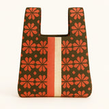 FLORAL KNITTED MARKET BAG - ORANGE