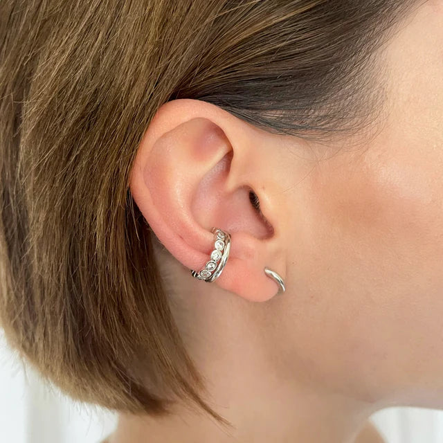 HUGGIE SILVER HOOP EARRINGS