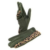 Animal Print Brushstroke Gloves - Dark Green