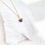 Amethyst Small Heart Gold Plated Gemstone Necklace