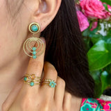 18ct gold plated amazonite hoop earings