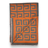 LSW2262 MAZE CASHMERE BLEND SCARF ORANGE & GREY