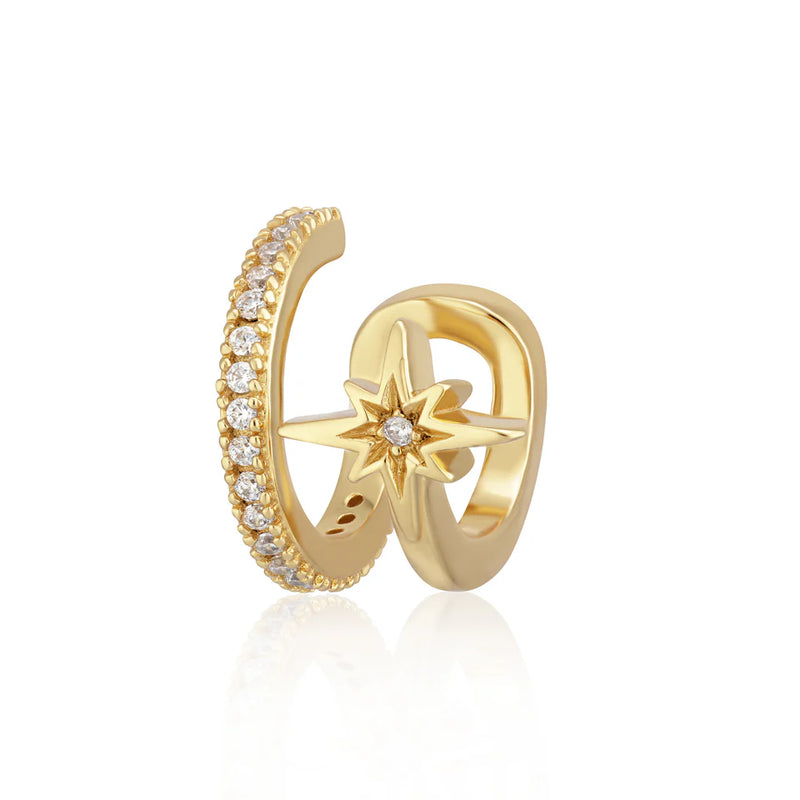 STAR DOUBLE BAND EAR CUFF GOLD