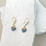 Aventurine Blue Small Heart Gold Earrings