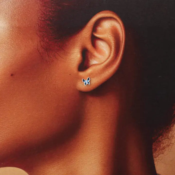 For My Friend Blue Enamel Earrings