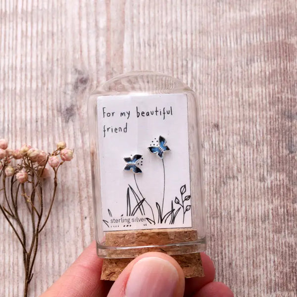 For My Friend Blue Enamel Earrings