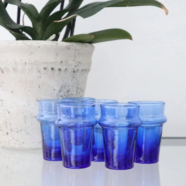 Beldi set of 6 Blue Glass Tumblers