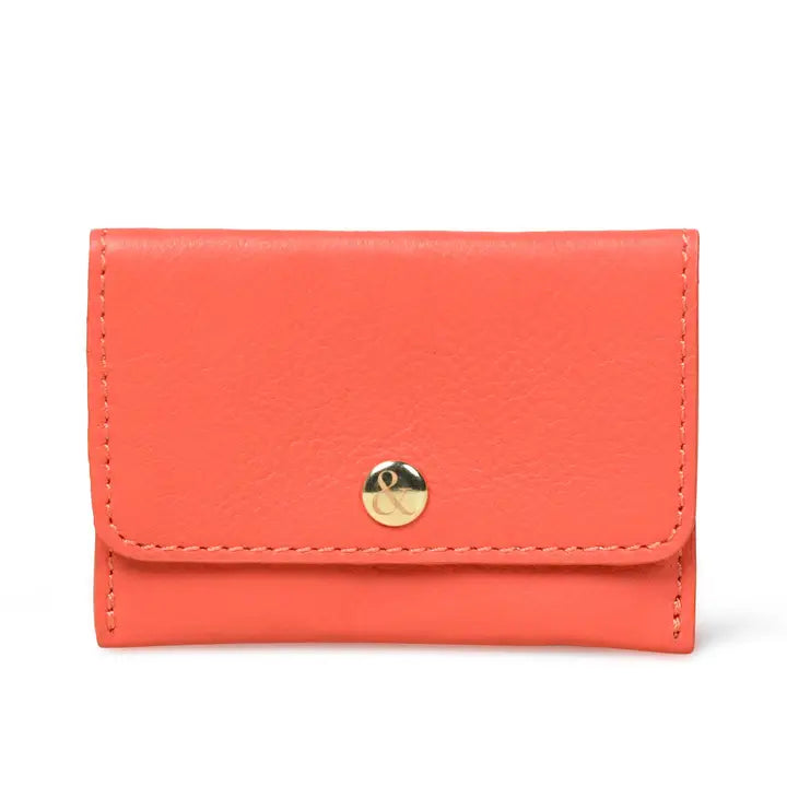 LEATHER CARD HOLDER CORAL