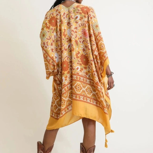 Morocco Tapestry Kimono Mustard