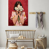Impressionist Female Daisy Flower Portrait A3 Print