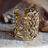 LARGE WOVEN BRASS CUFF