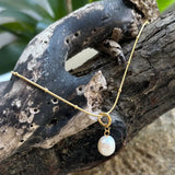 18ct Gold Plated Single Pearl Necklace
