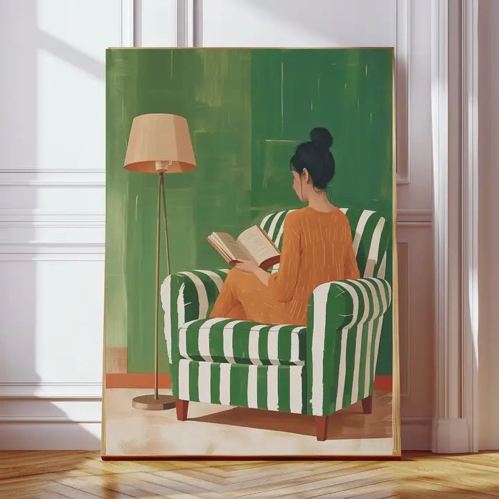 Book Reader Female Portrait Art A3 Print – Hesta Scene