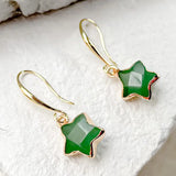 Green Aventurine Star Gold Plated Gemstone Earrings