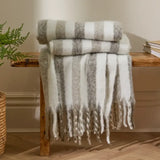 WOVEN STRIPE THROW HEATH GREEN 140X180CM