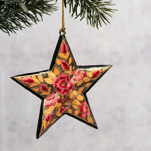 Pink & Black Floral Hanging Star