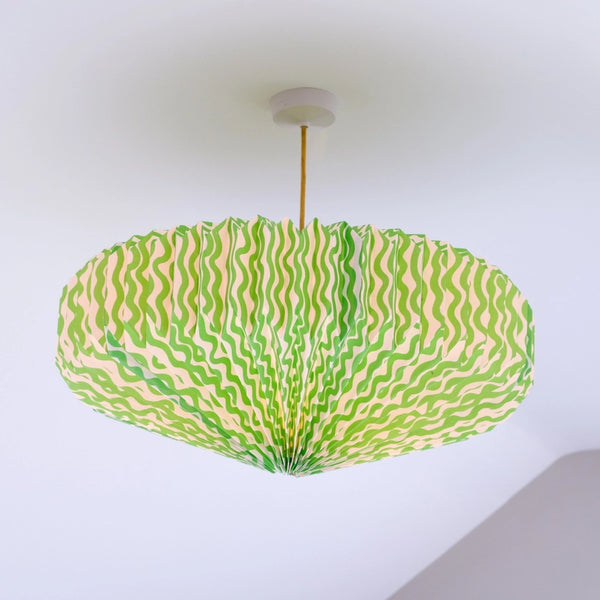 Origami Paper Lightshade "Saucer" - Green & White