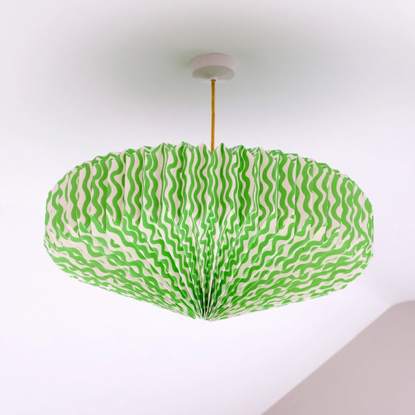 Origami Paper Lightshade "Saucer" - Green & White