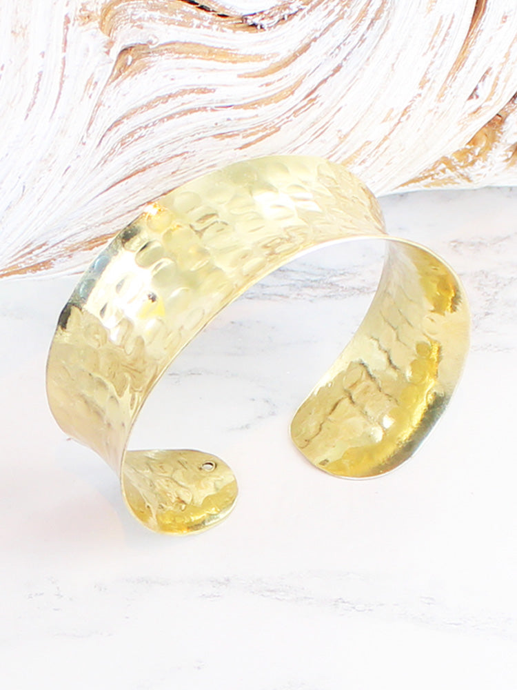 Solid Beaten Metal Cuff Gold