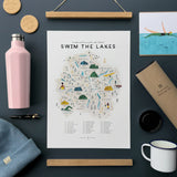 Swim the Lakes Hanging Print