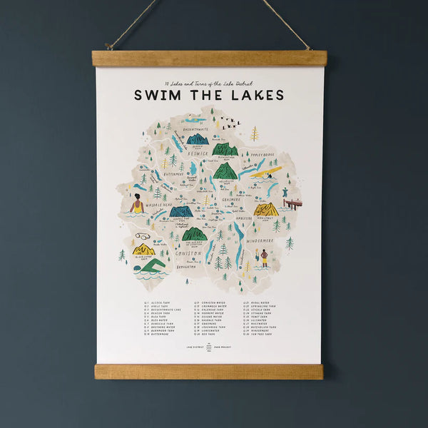 Swim the Lakes Hanging Print