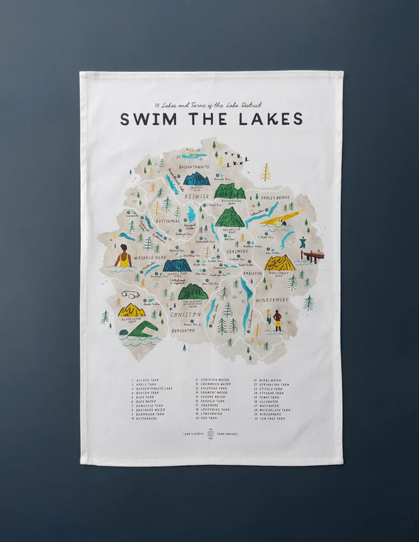 Swim the Lakes Tea Towel