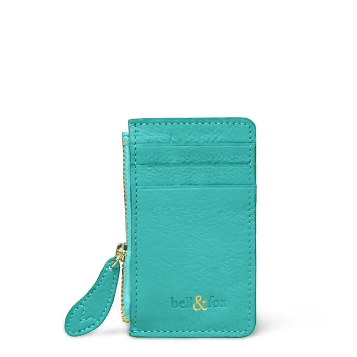 TEAL LEATHER CARD & COIN HOLDER