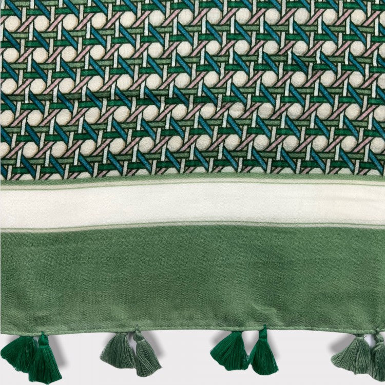 Bamboo Cane Pattern Scarf Green