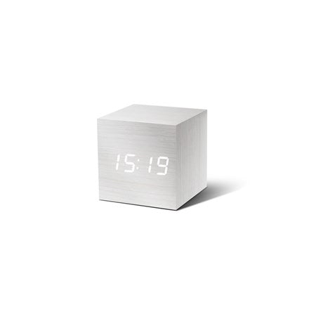 Gingko White Click Clock Cube GCCW