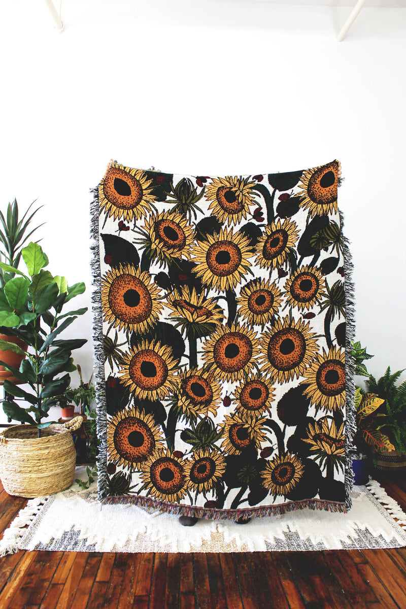 Calhoun & Co Sunflower & Ladybug Tapestry Throw